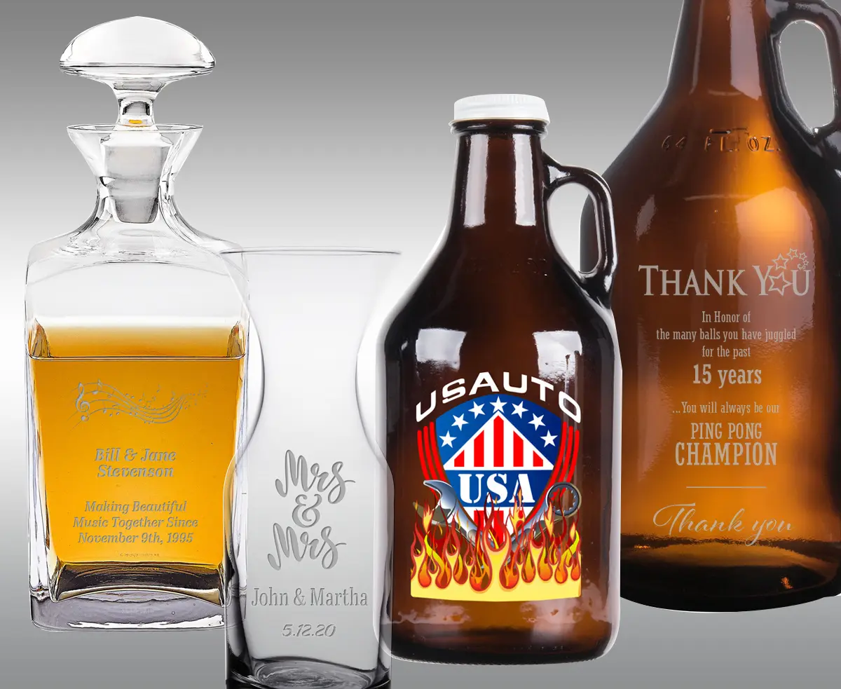 Engravable Decanters and Growlers